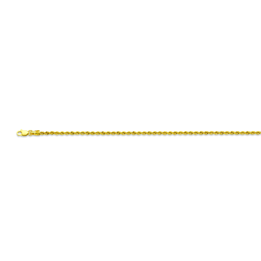 14k 2.1mm Yellow Gold Hollow Quint Rope 8"