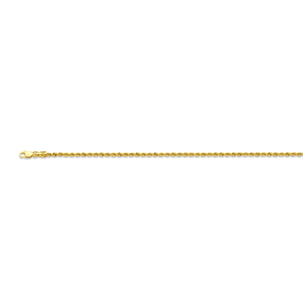 10k 2.1mm Yellow Gold Hollow Quint Rope 16"