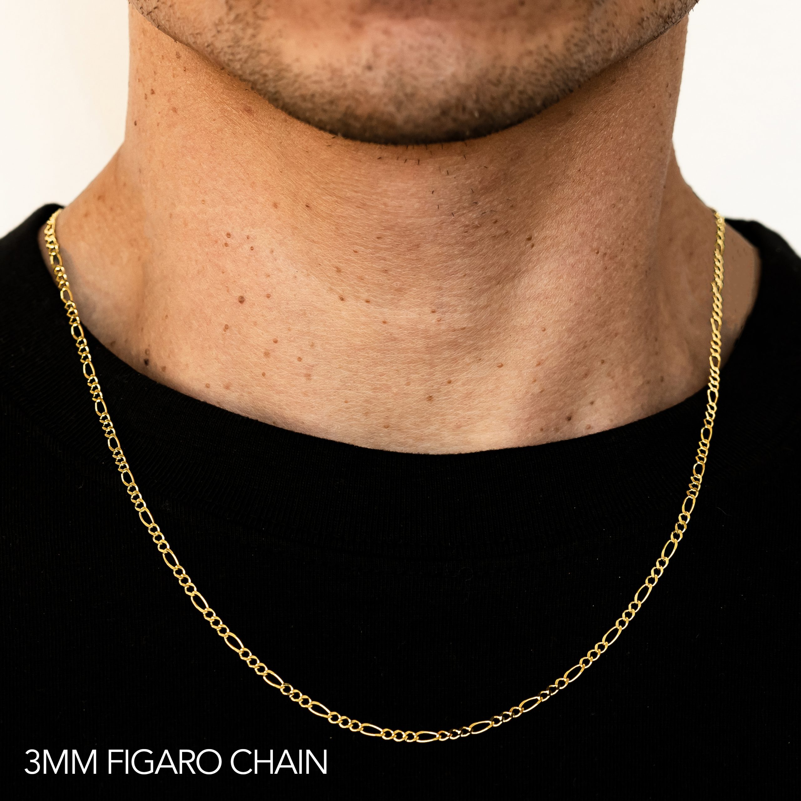 10k 3mm Yellow Gold Solid Figaro 26"