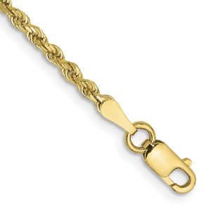 10k 2mm Diamond-cut Rope Chain Anklet
