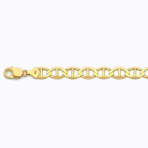 14k 9mm Yellow Gold Solid Mariner 16" Chain Necklace