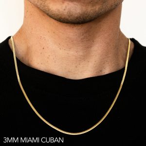 14k 3mm Yellow Gold Hollow Miami Cuban 18"