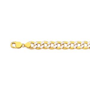 14k 11mm Yellow Gold Hollow Pave Curb 22"
