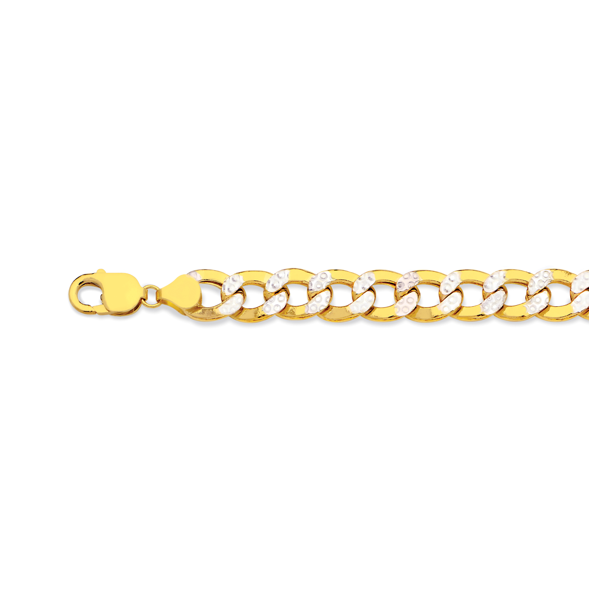 14k 11mm Yellow Gold Hollow Pave Curb 16"