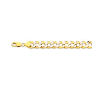14k 9mm Yellow Gold Hollow Pave Curb 28"