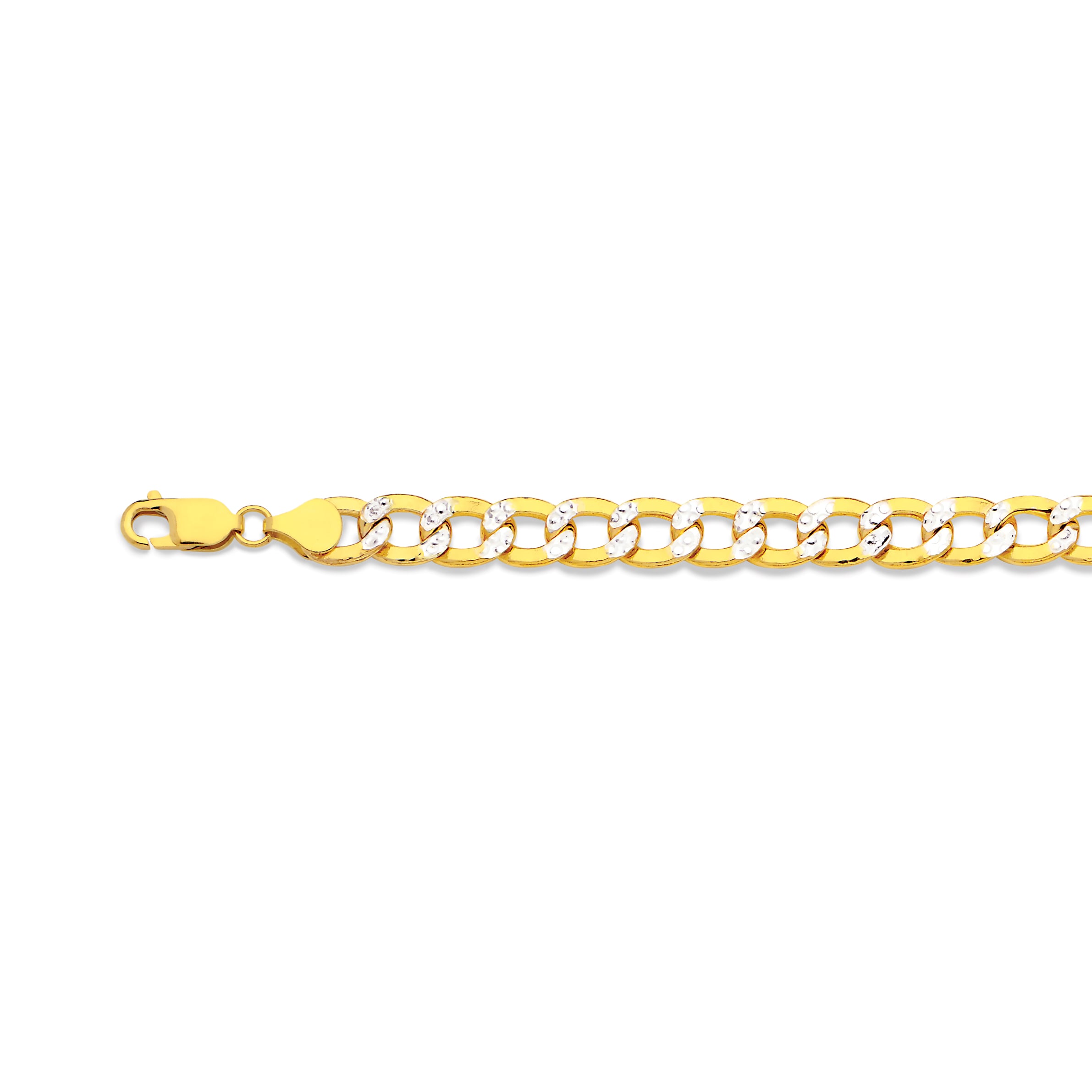 14k 7.5mm Yellow Gold Hollow Pave Curb 24"