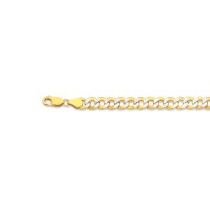 10k 6.5mm Yellow Gold Hollow Pave Curb 26"