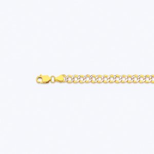 10k 4.5mm Yellow Gold Hollow Pave Curb 16"
