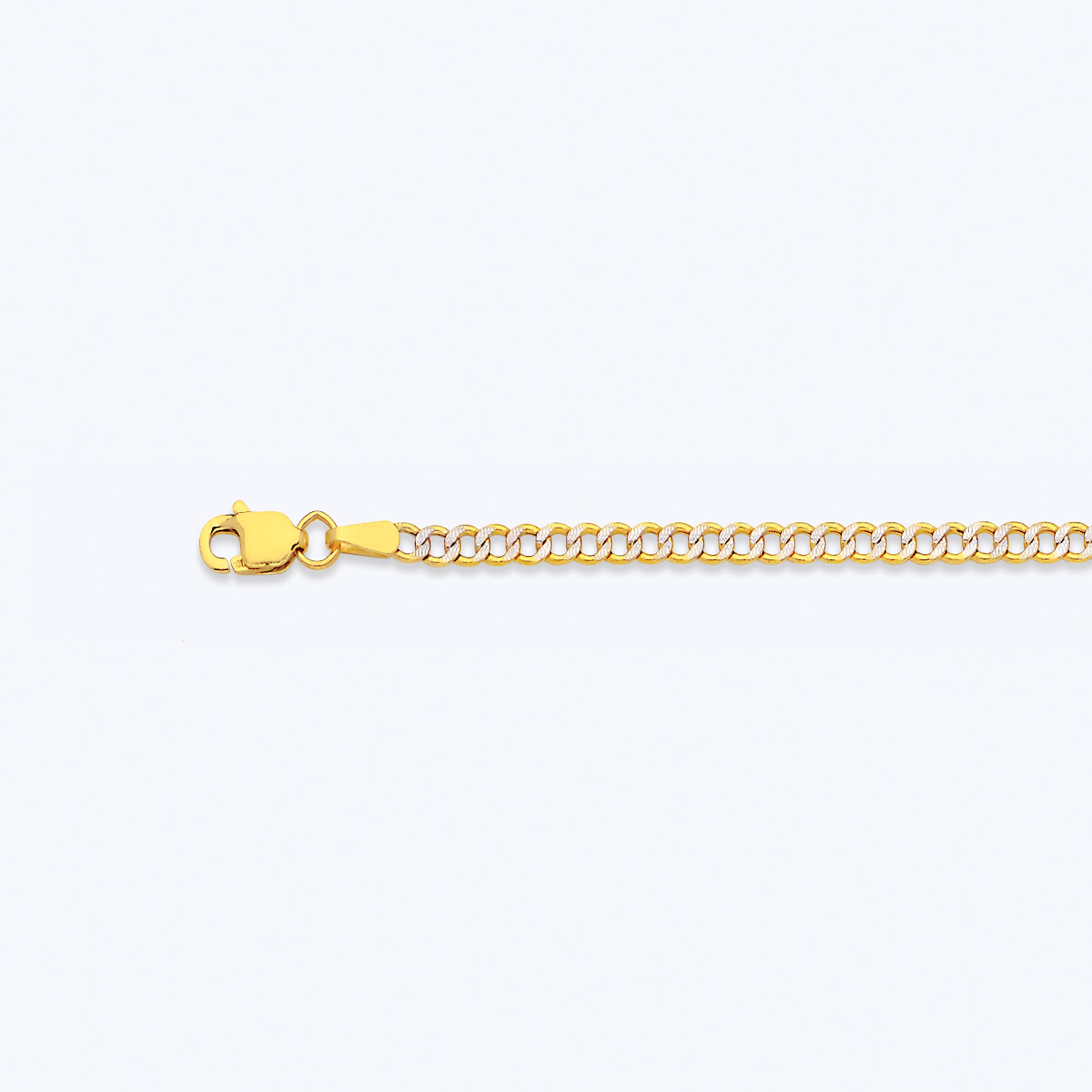14k 2.5mm Yellow Gold Hollow Pave Curb 22"