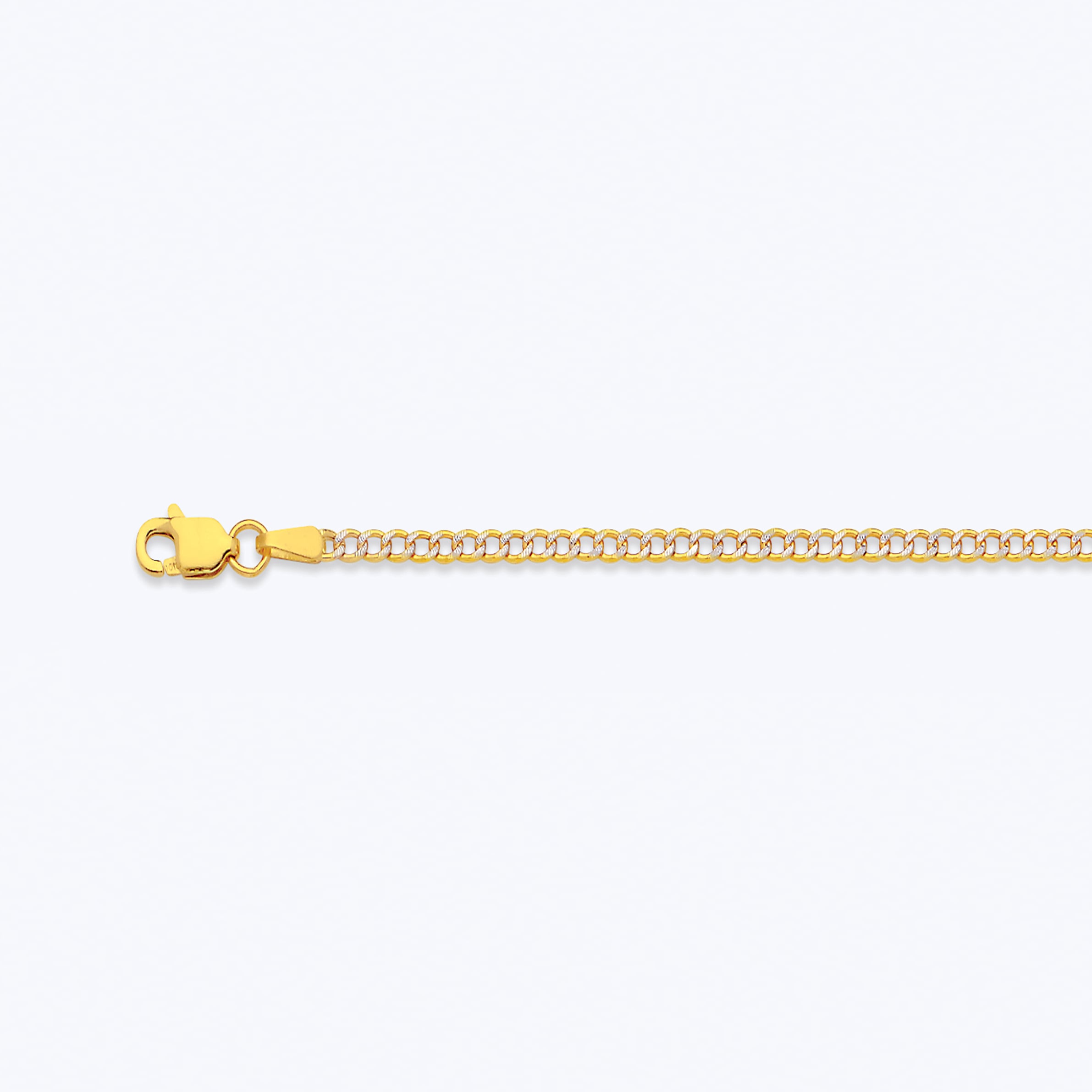 10k 2mm Yellow Gold Hollow Pave Curb 22"