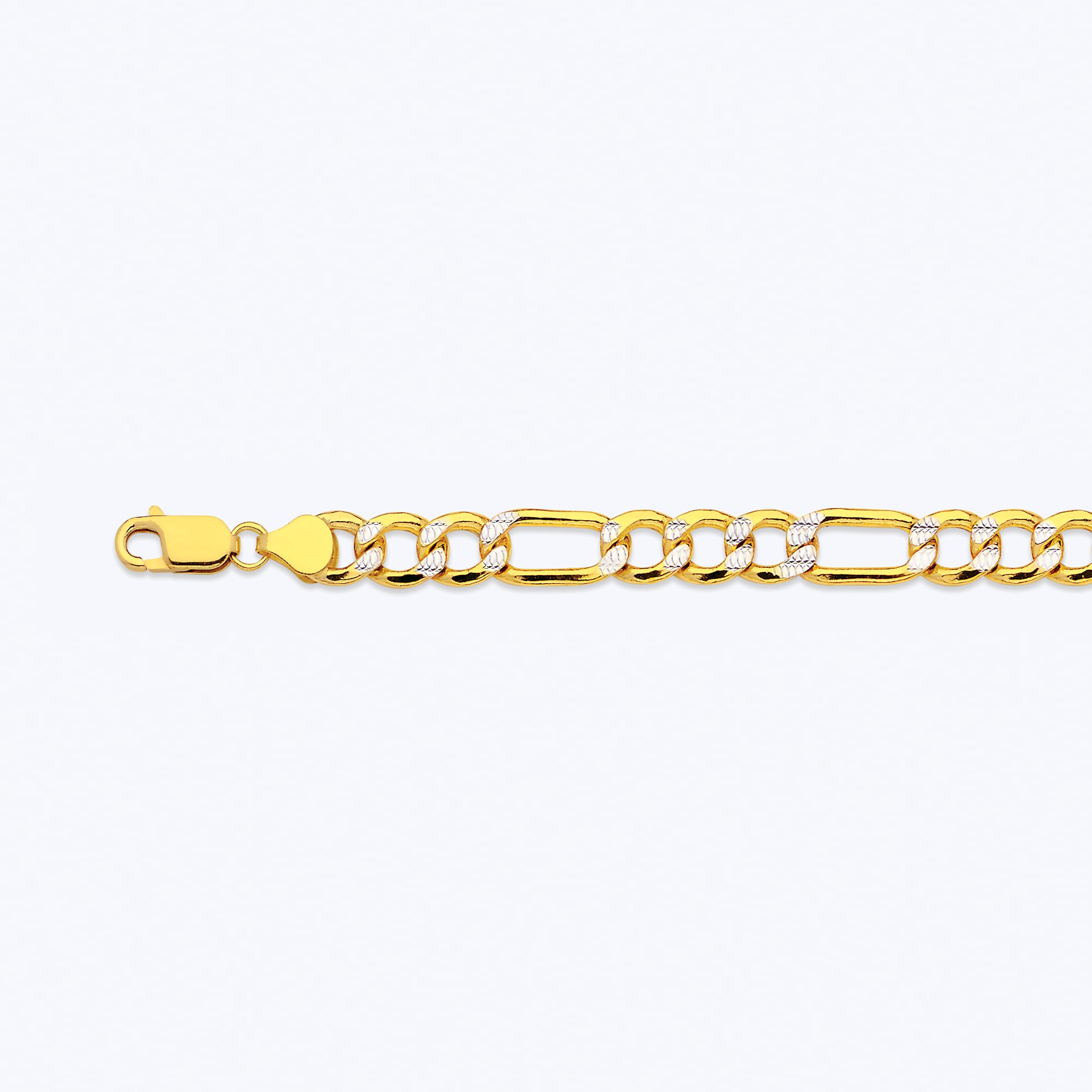 10k 7.5mm Yellow Gold Hollow Pave Figaro 24"