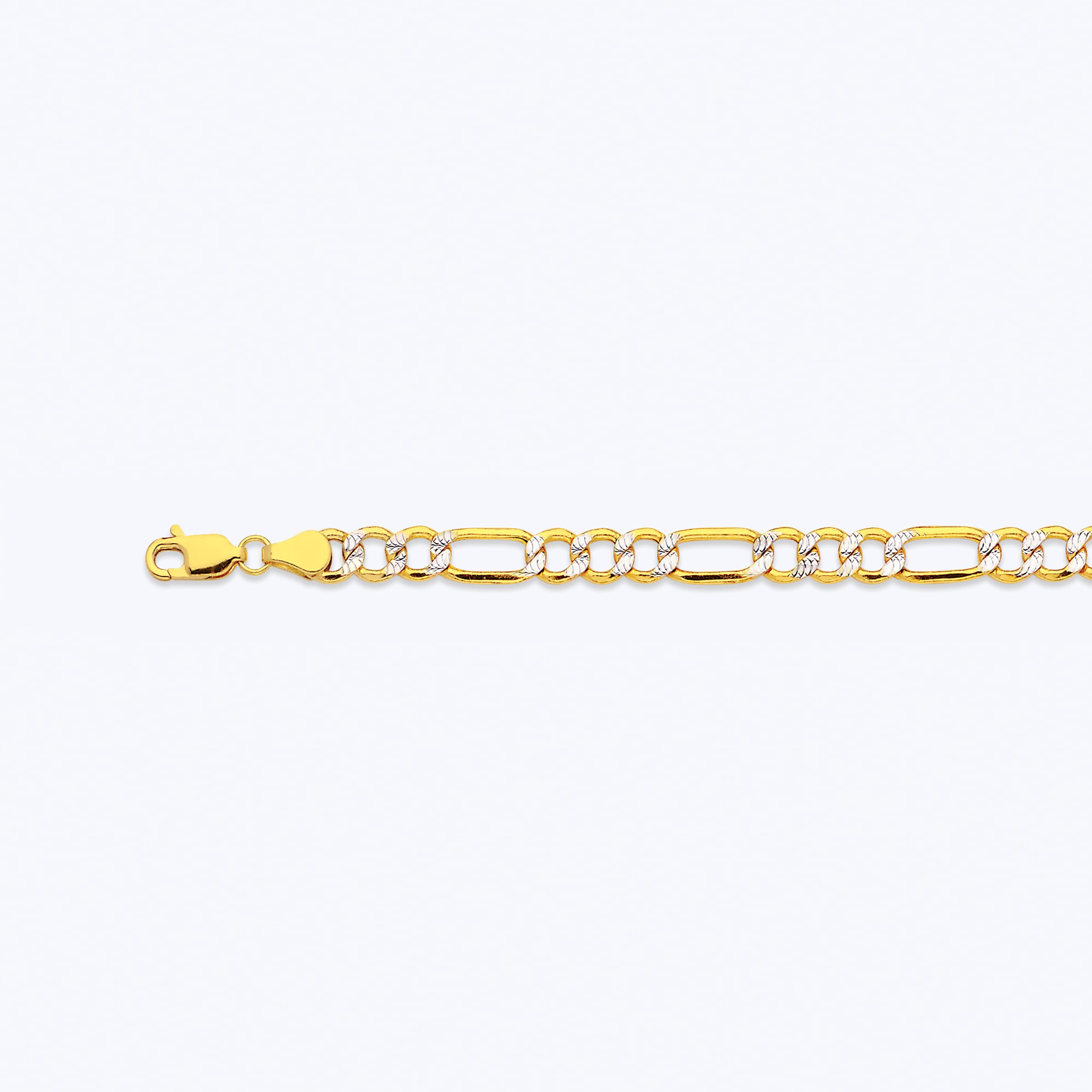 10k 5.5mm Yellow Gold Hollow Pave Figaro 24"