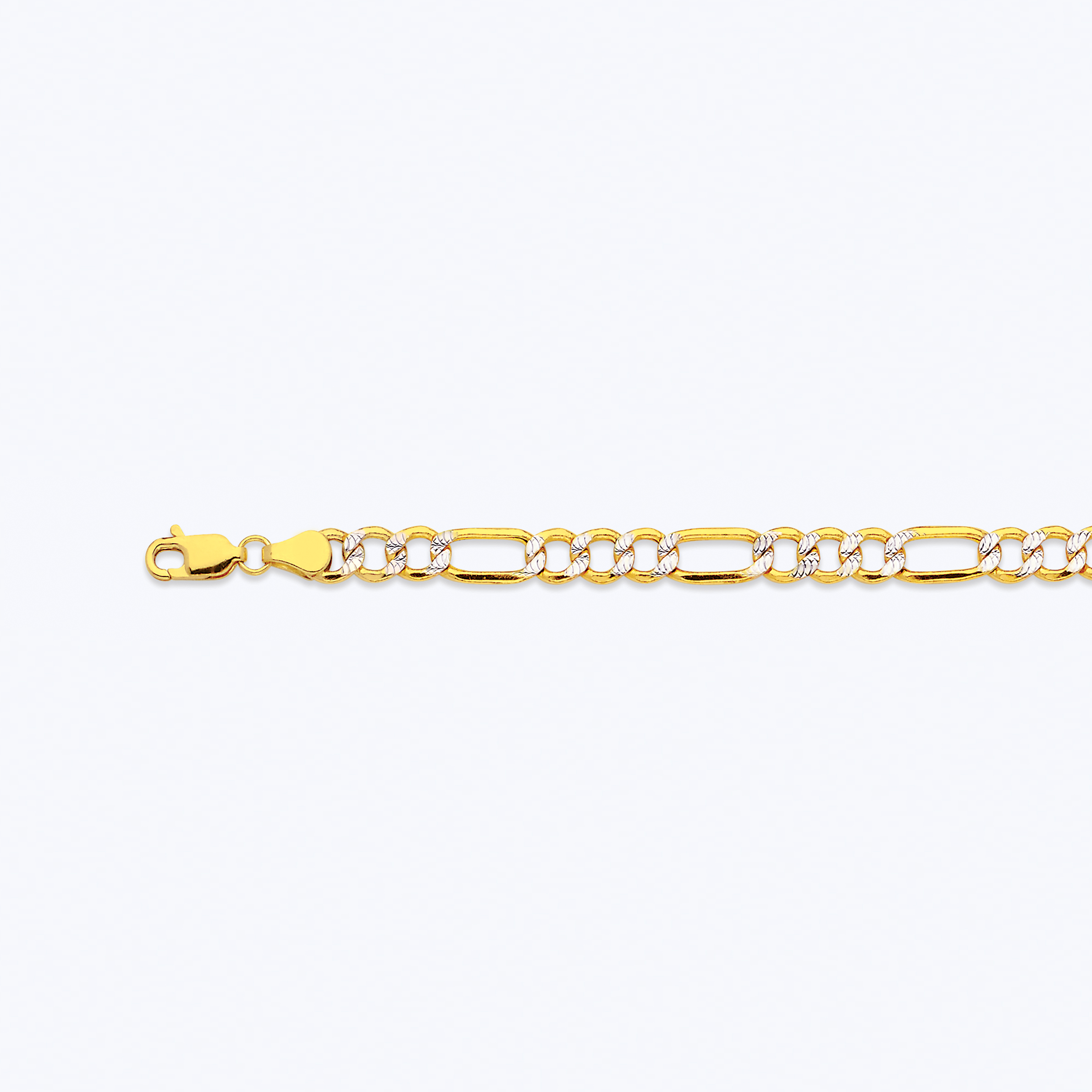 14k 5.5mm Yellow Gold Hollow Pave Figaro 20"