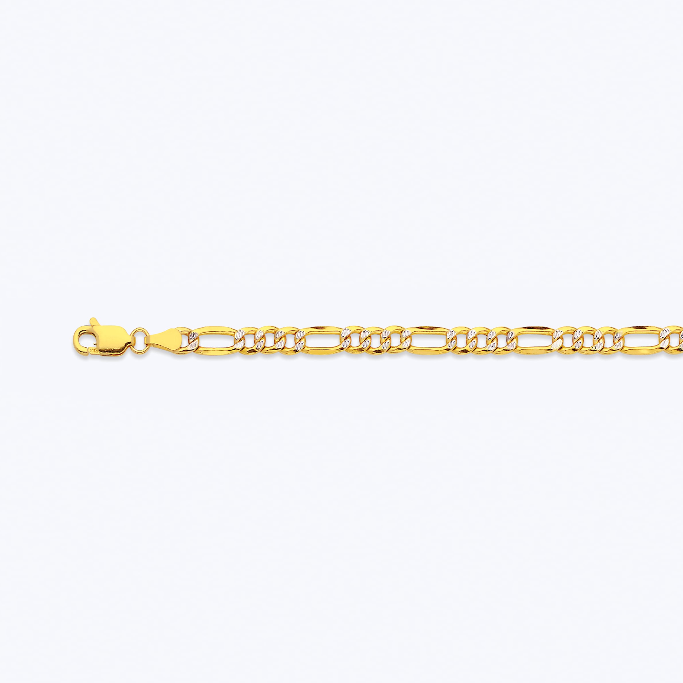 10k 4.5mm Yellow Gold Hollow Pave Figaro 28"