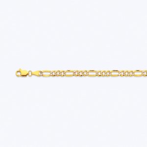 14k 4.5mm Yellow Gold Hollow Pave Figaro 18"