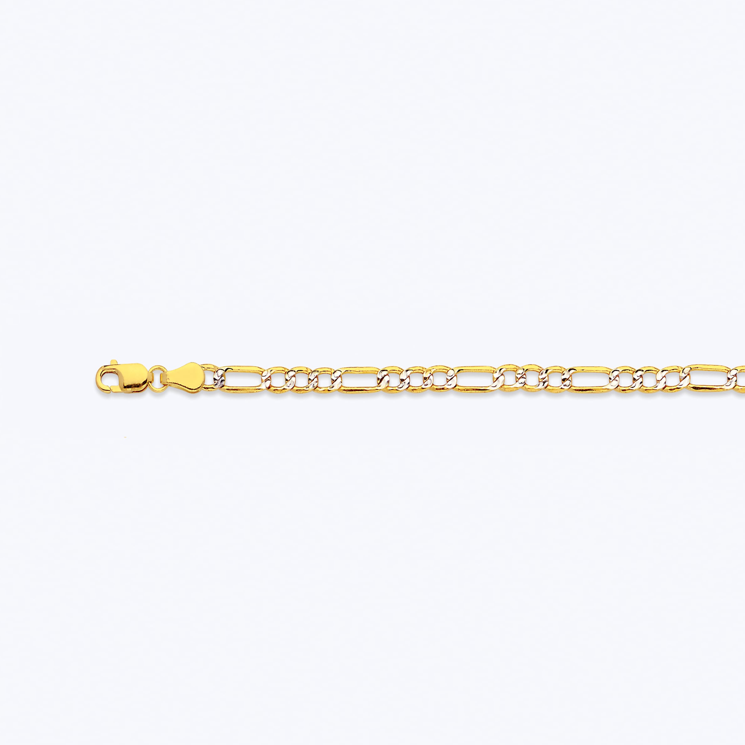 10k 3.5mm Yellow Gold Hollow Pave Figaro 28"