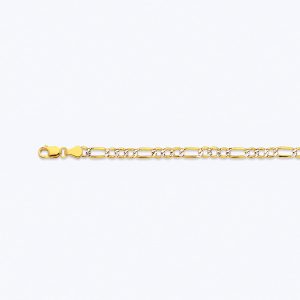 14k 3.5mm Yellow Gold Hollow Pave Figaro 24"