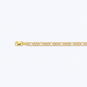 14k 2.5mm Yellow Gold Hollow Pave Figaro 22"