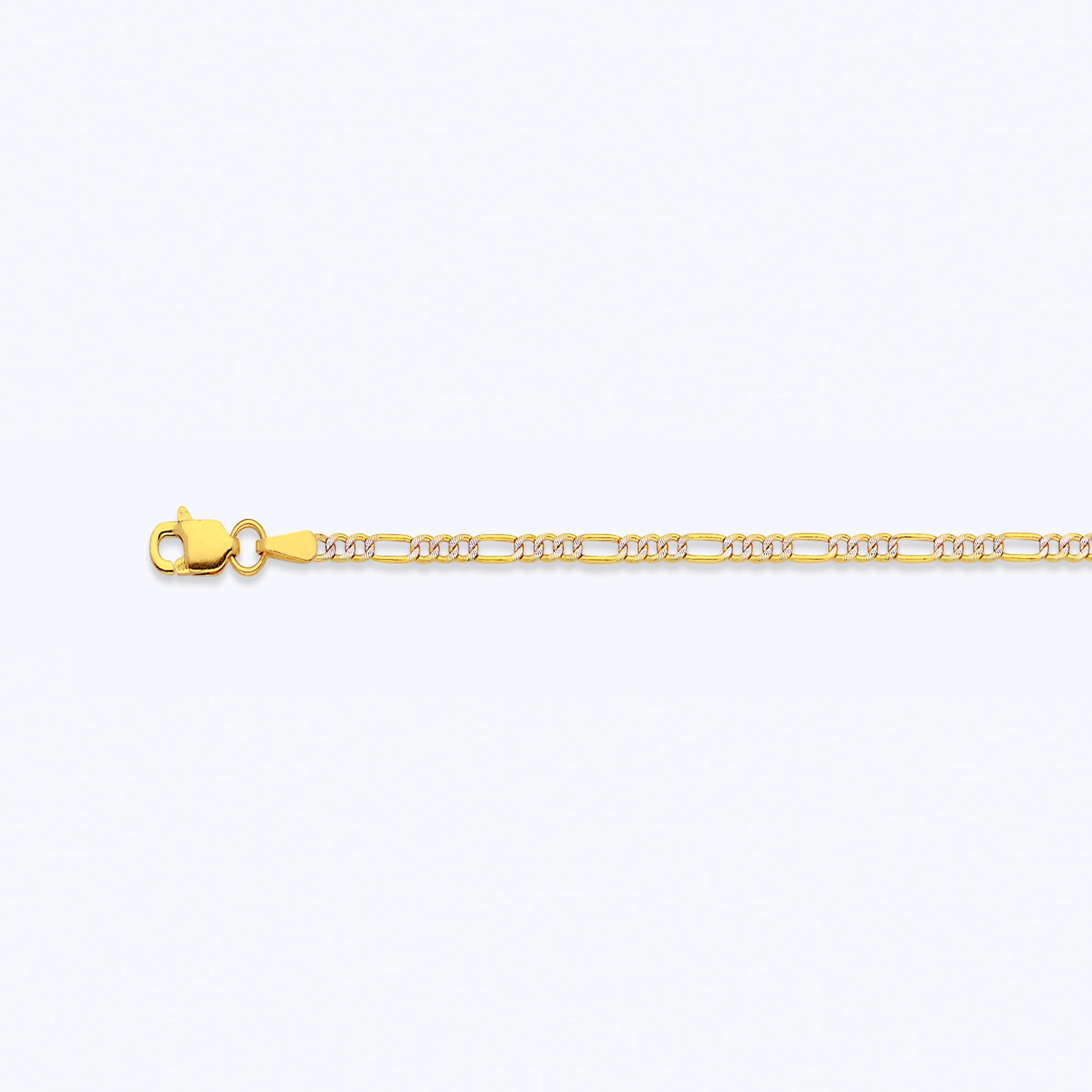14k 2mm Yellow Gold Hollow Pave Figaro 28"