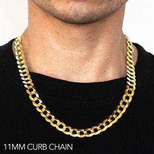 14k 11mm Yellow Gold Hollow Curb 20"