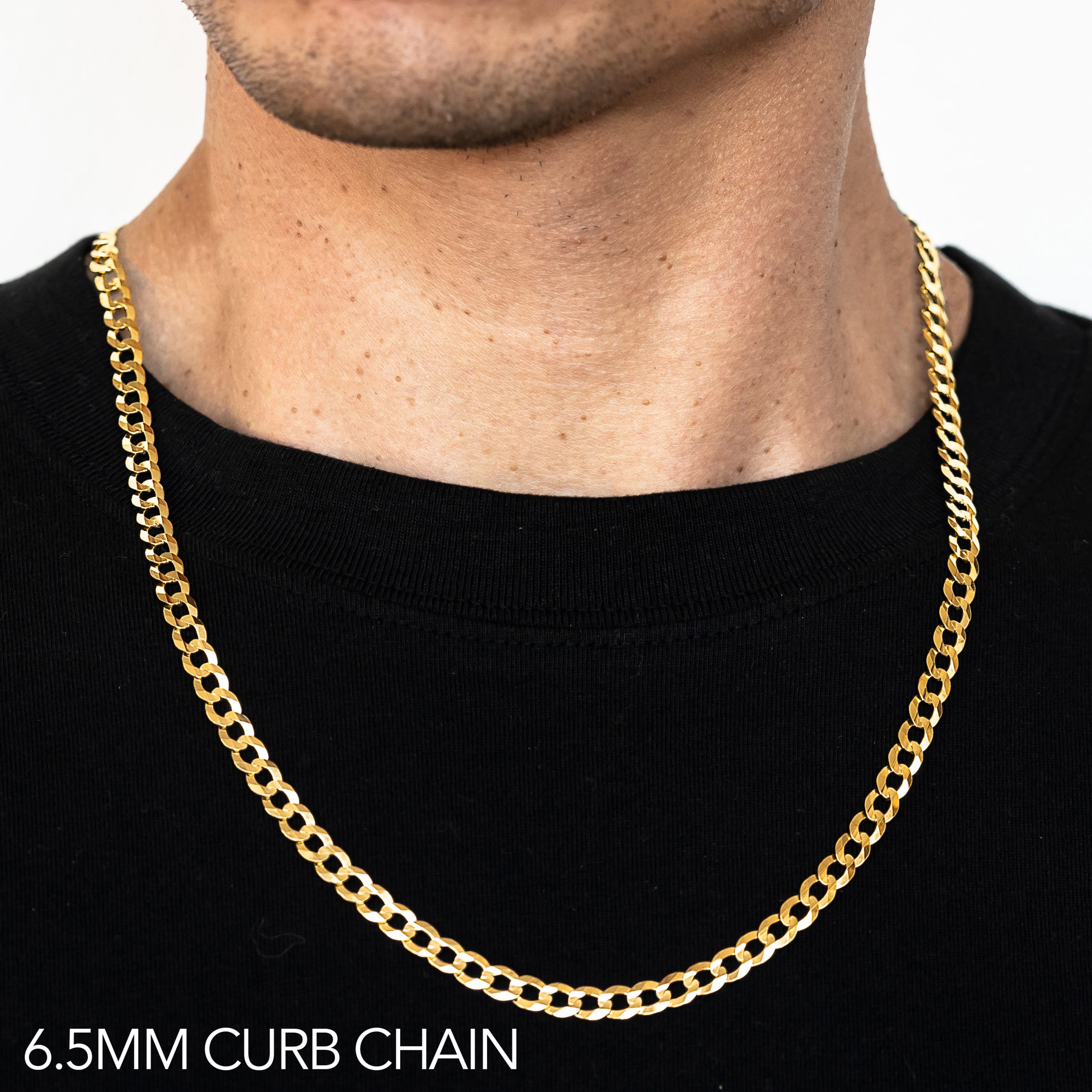 14k 6.5mm Yellow Gold Hollow Curb 28"