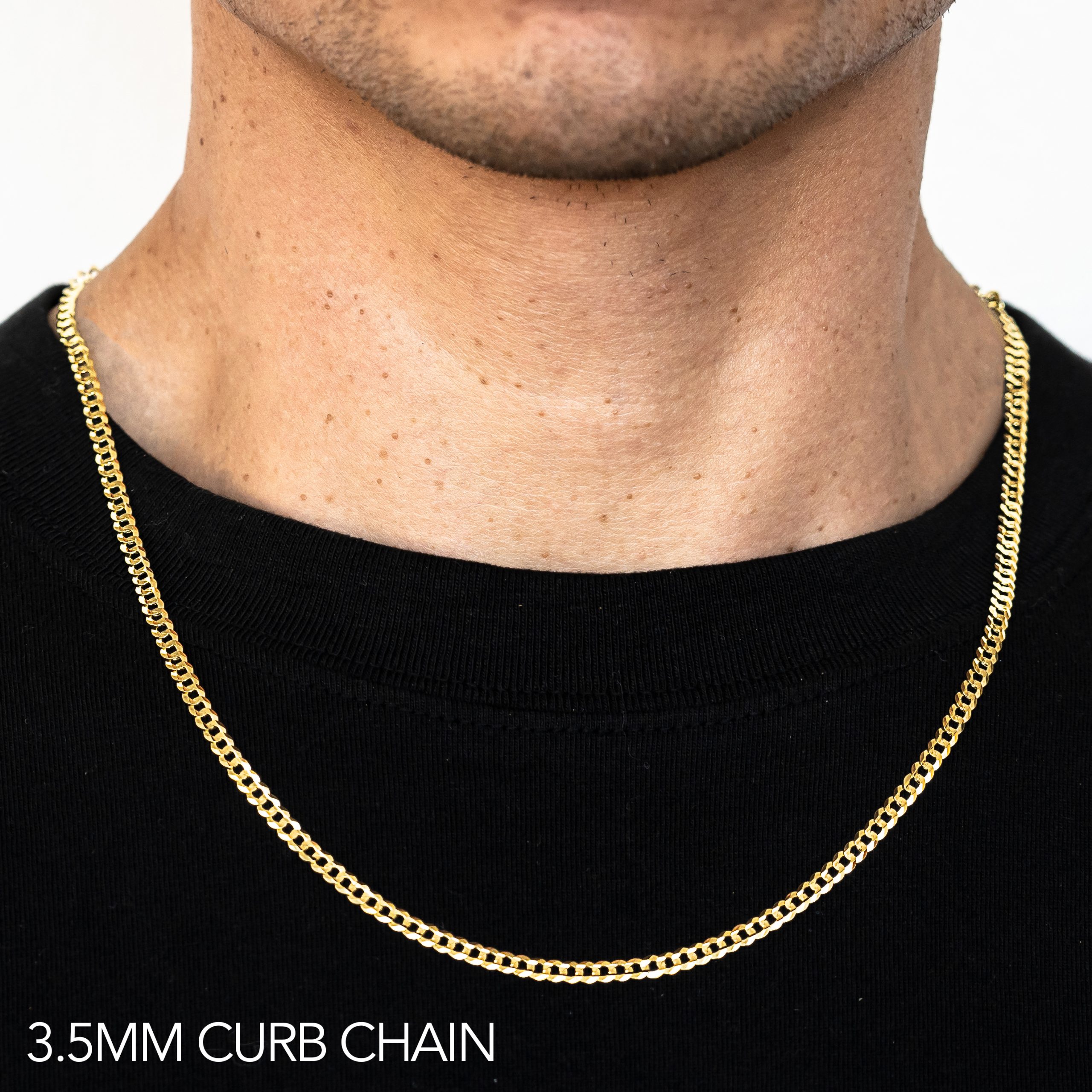 14k 3.5mm Yellow Gold Hollow Curb 26"