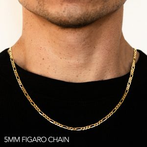 14k 5mm Yellow Gold Hollow Figaro 30"