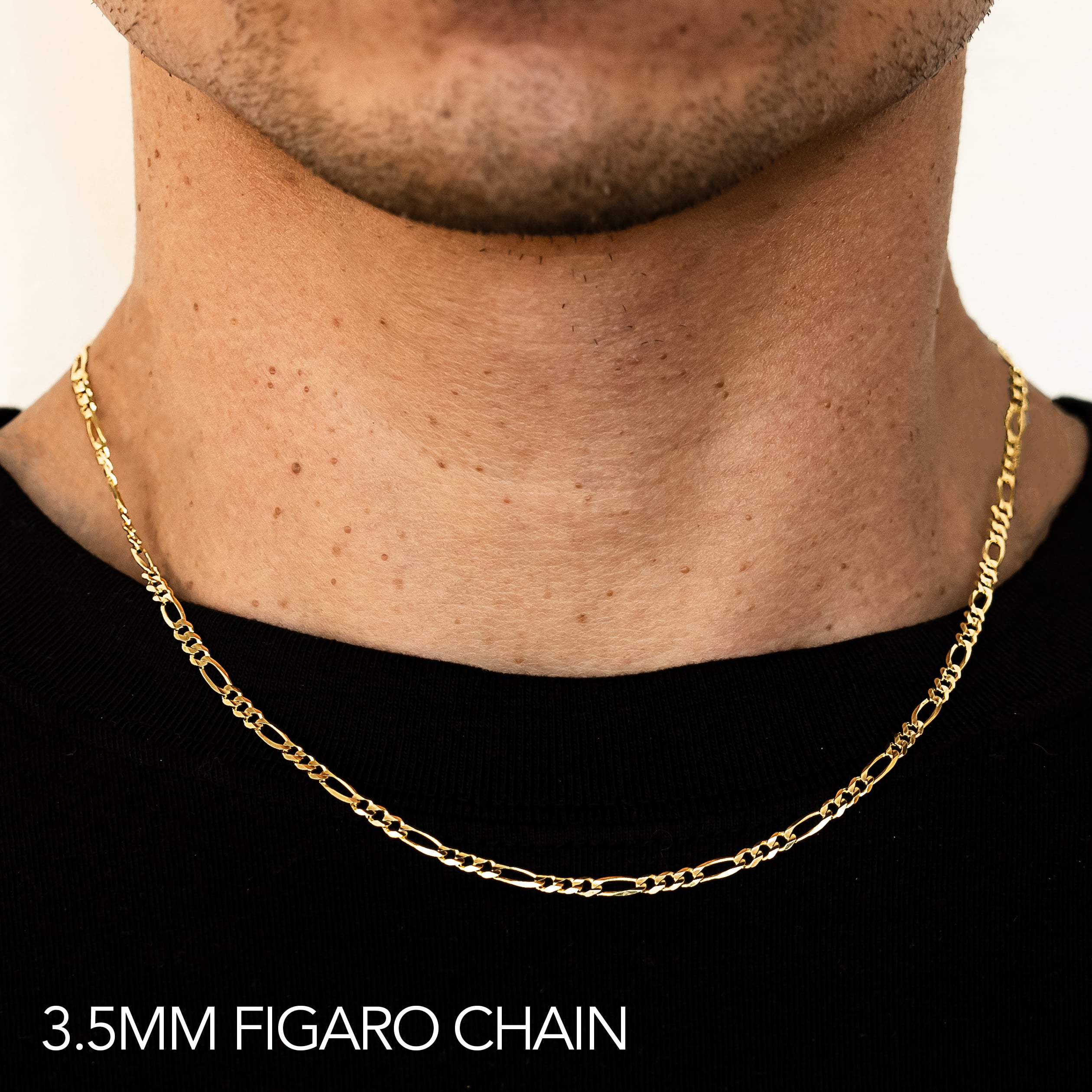 14k 3.5mm Yellow Gold Hollow Figaro 28"