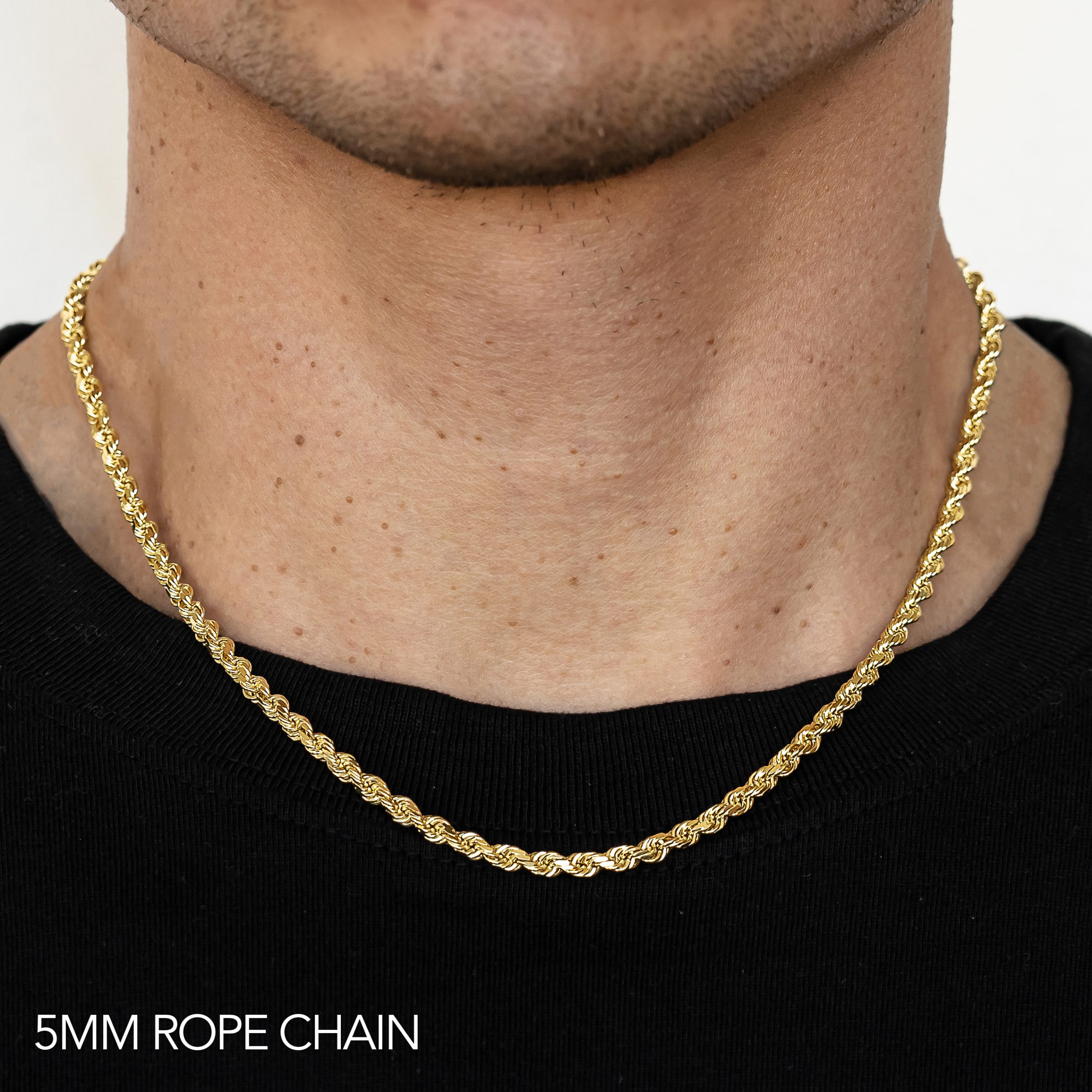 14k 5mm Yellow Gold Solid Dc Rope 18"