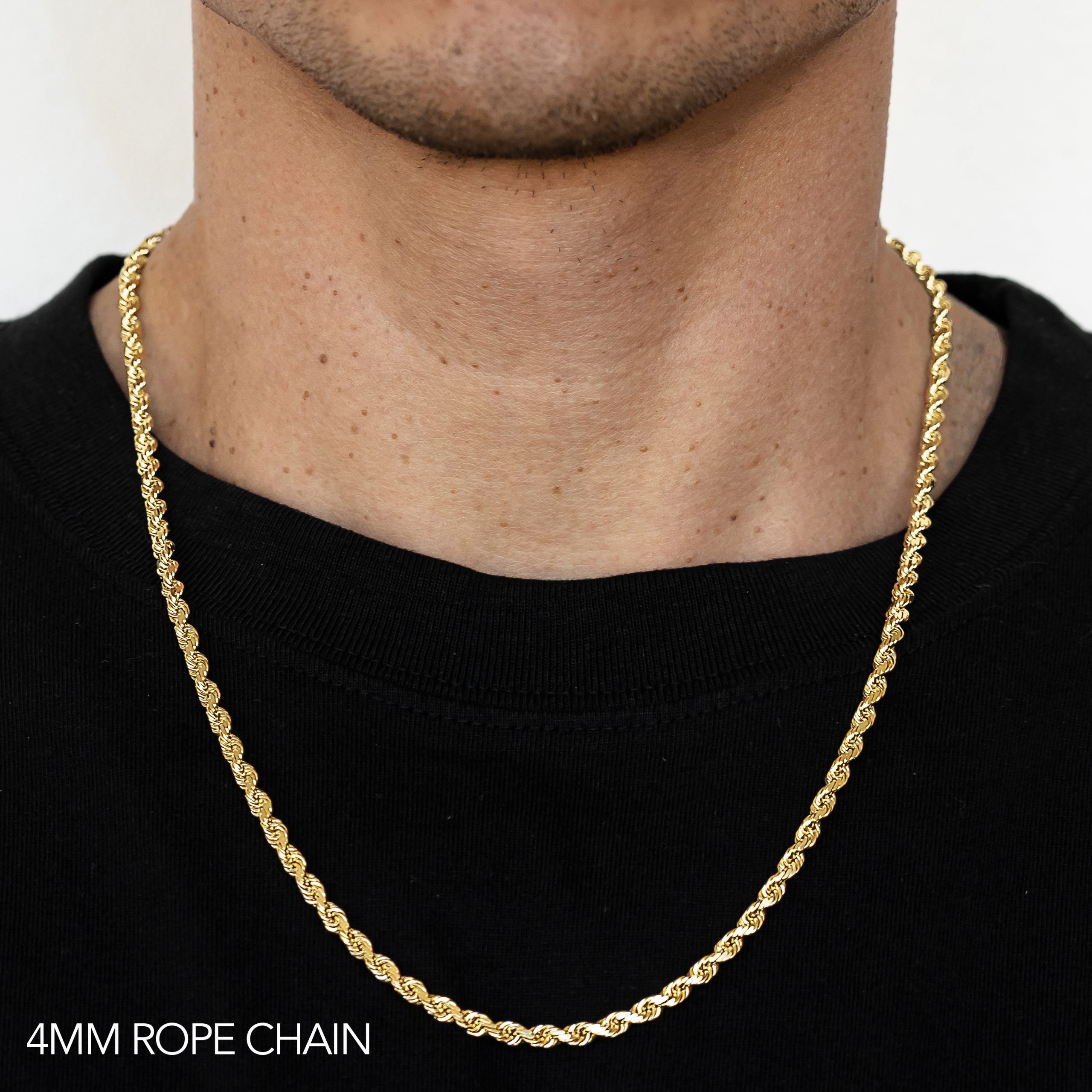 14k 4mm Yellow Gold Solid Dc Rope 18"