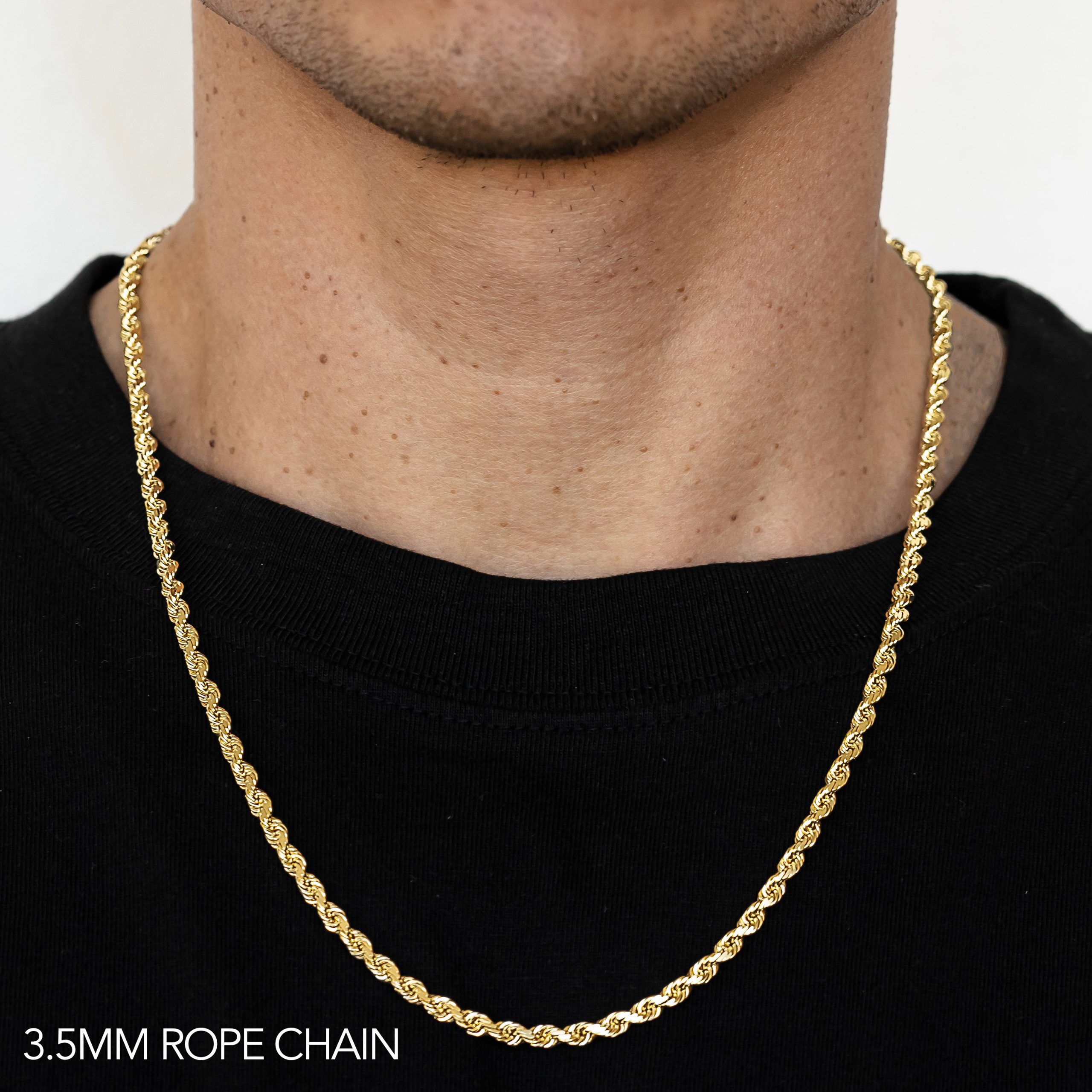 14k 3.5mm Yellow Gold Solid Dc Rope 28"
