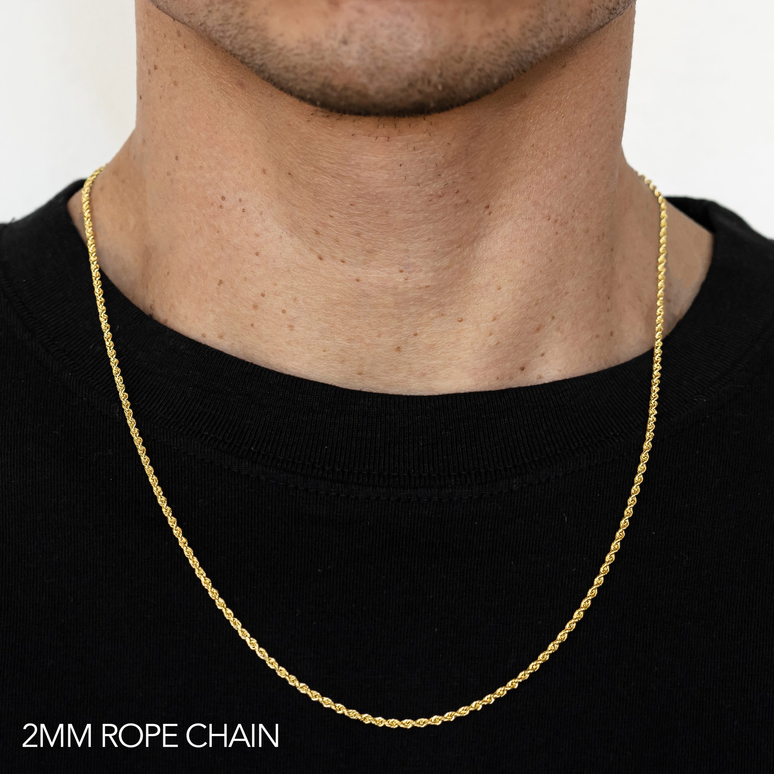 14k 2mm Yellow Gold Solid Dc Rope 18"