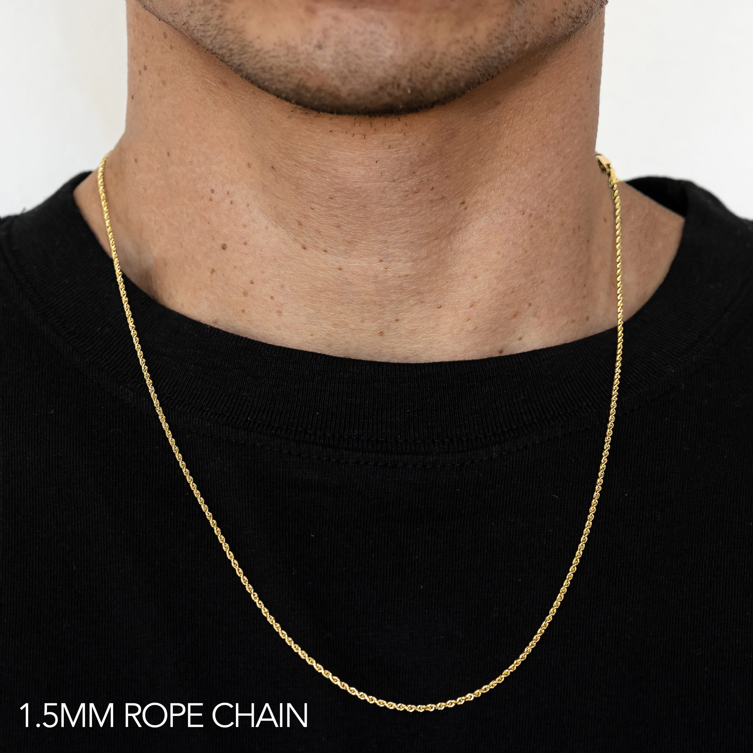 14k 1.5mm Yellow Gold Solid Dc Rope 20"