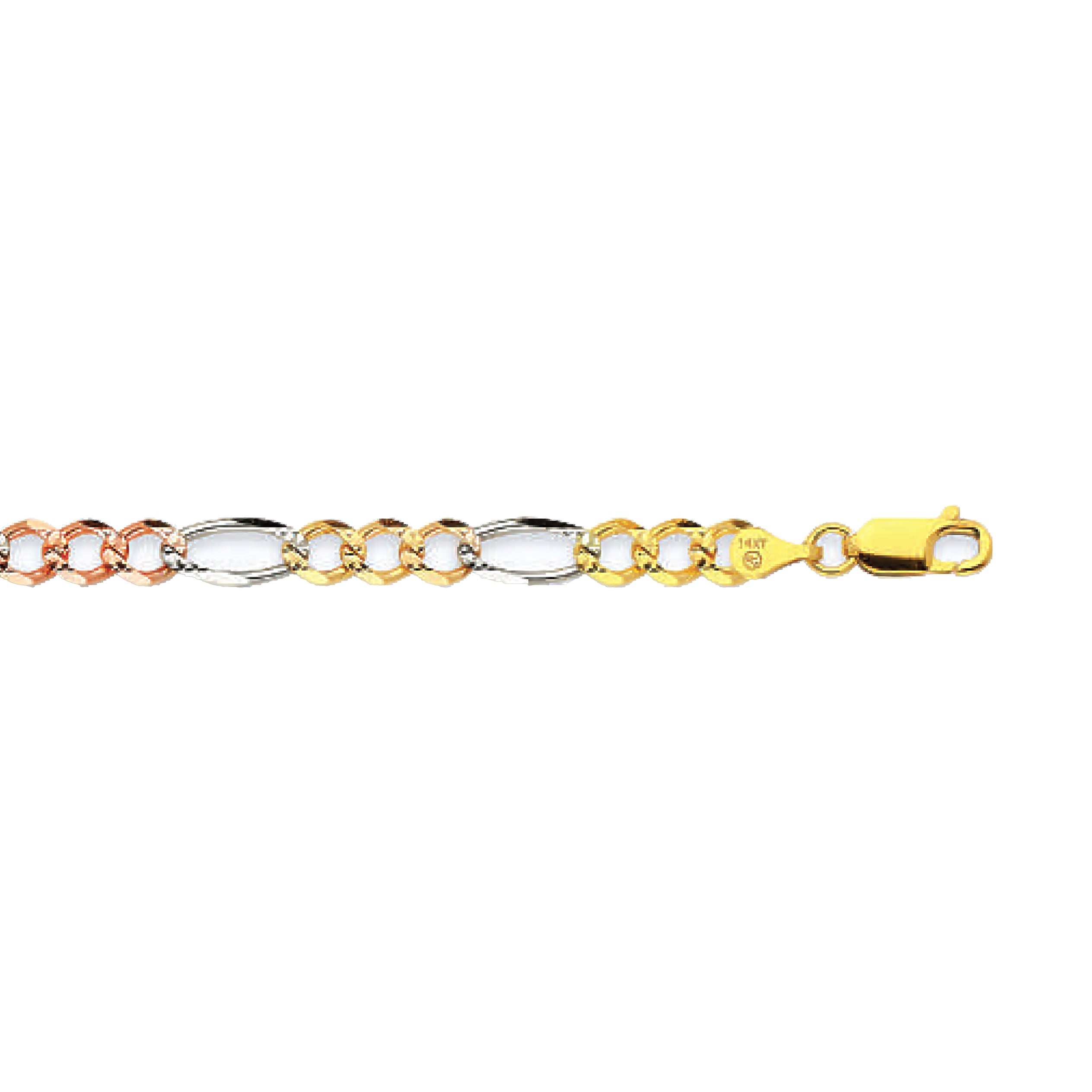 10k 5mm Tricolor Gold Hollow Figaro 22" - Image 2