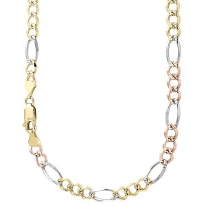 10k 5mm Tricolor Gold Hollow Figaro 26"