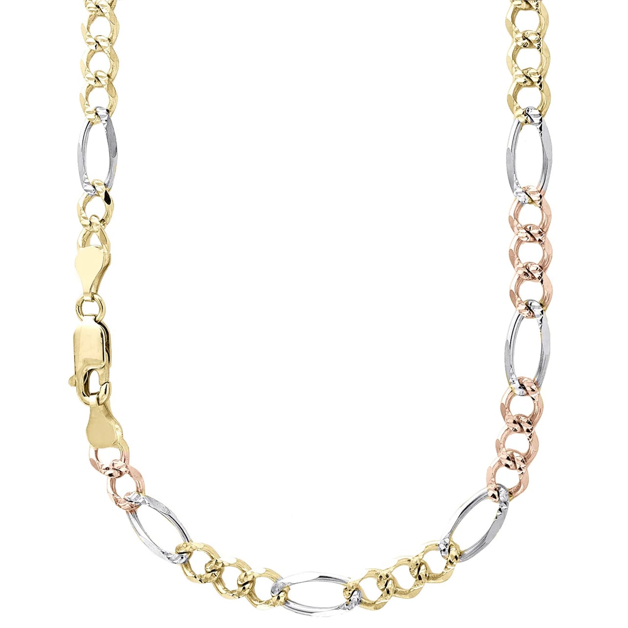10k 5mm Tricolor Gold Hollow Figaro 26"