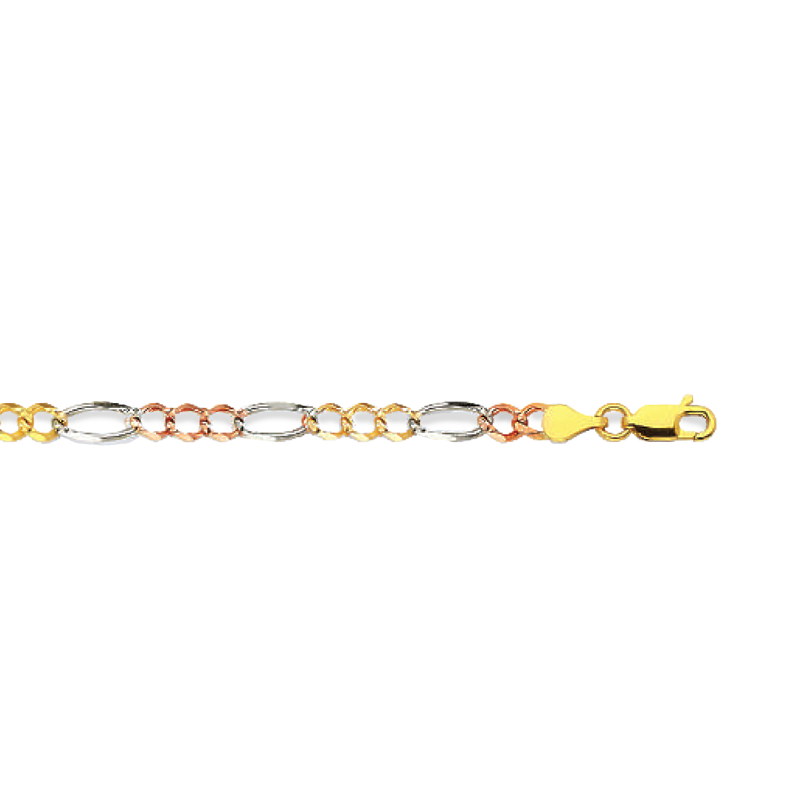 10k 4.5mm Tricolor Gold Hollow Figaro 16" - Image 2
