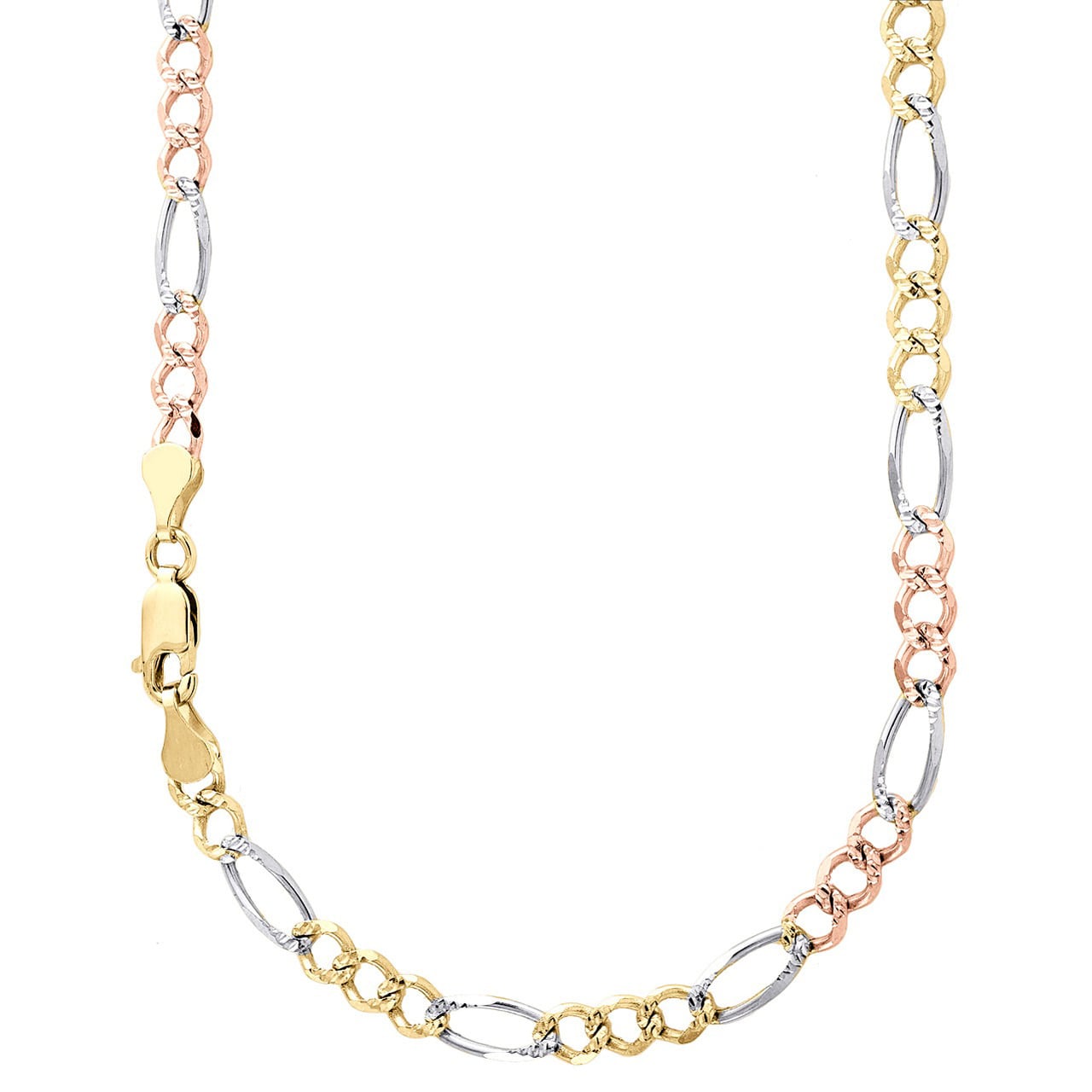 10k 4.5mm Tricolor Gold Hollow Figaro 24"