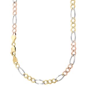 14k 3.5mm Tricolor Gold Solid Figaro 30"