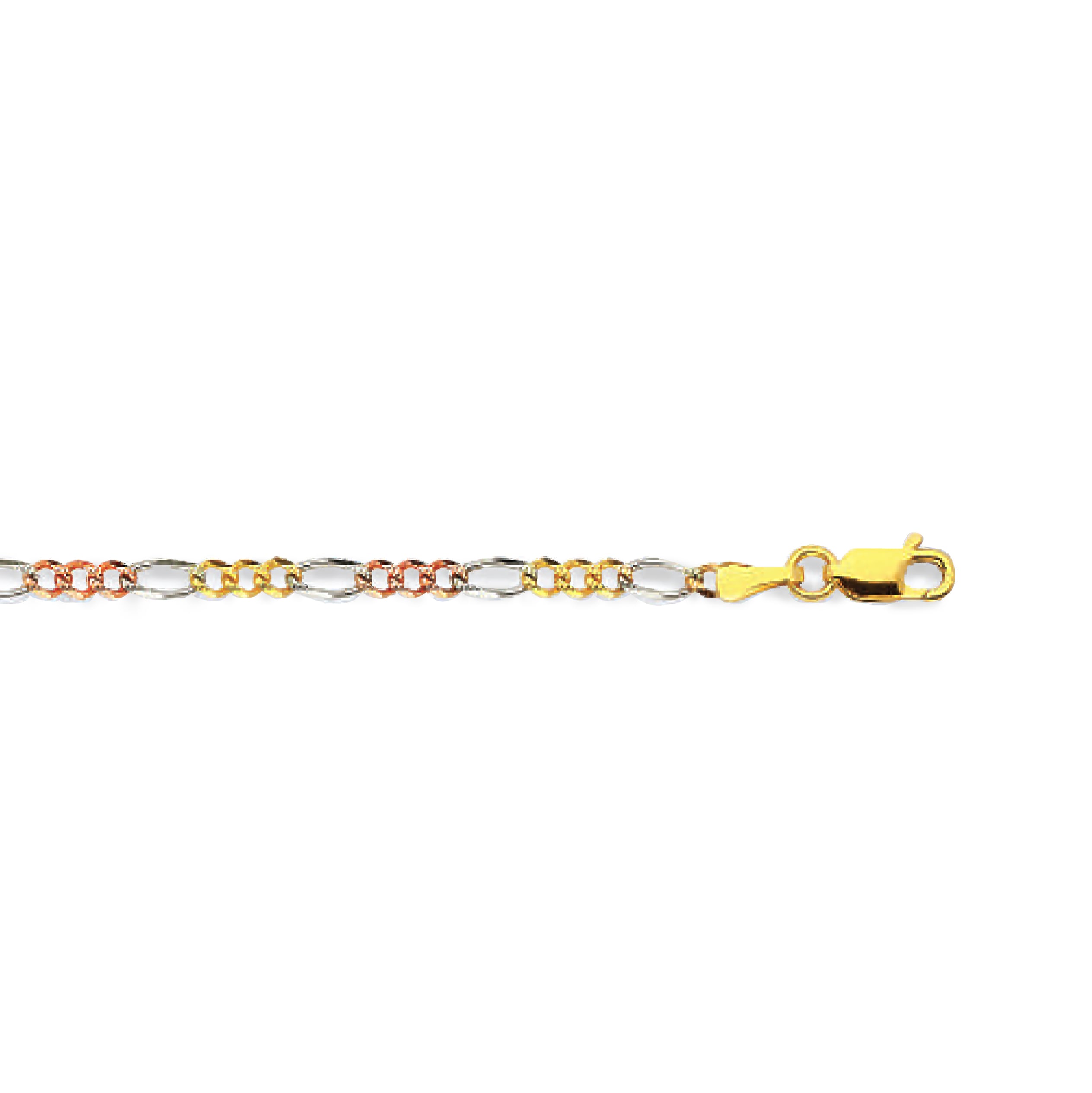 14k 2.5mm Tricolor Gold Hollow Figaro 16" - Image 2