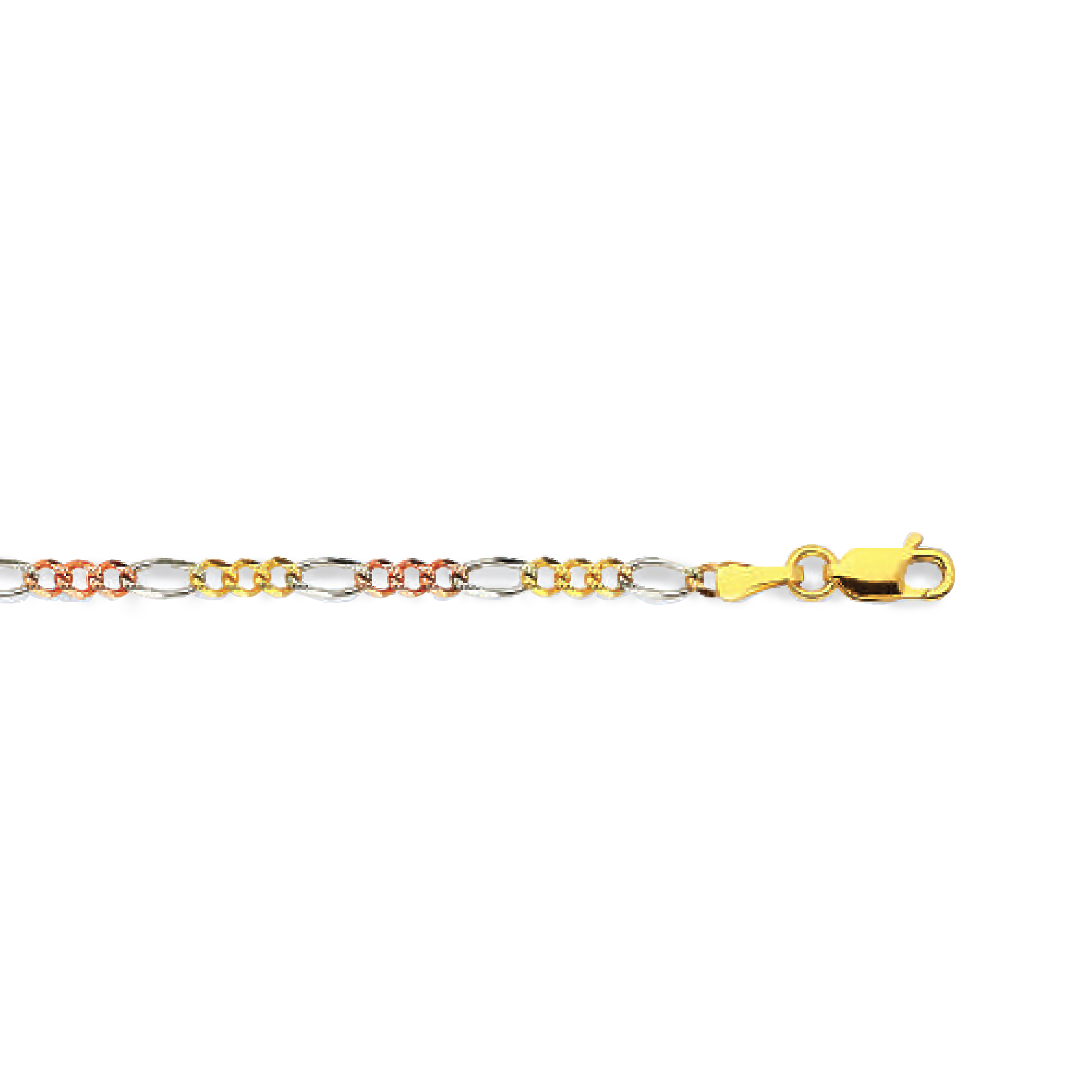 10k 2.5mm Tricolor Gold Hollow Figaro 16" - Image 2