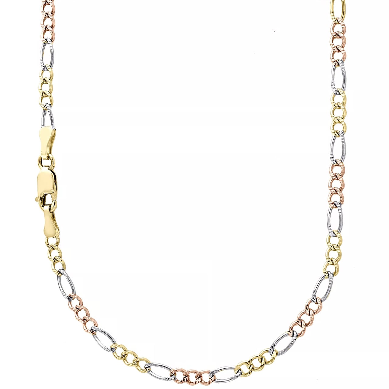 14k 2.5mm Tricolor Gold Hollow Figaro 20"