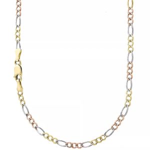 14k 2.5mm Tricolor Gold Hollow Figaro 30"