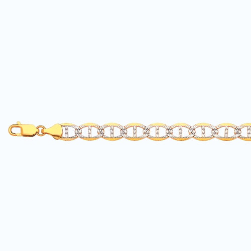 14k 9mm Yellow Gold Solid Pave Mariner 26"