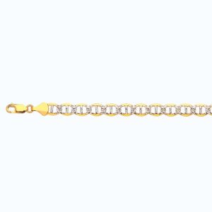 14k 7.5mm Yellow Gold Solid Pave Mariner 16"