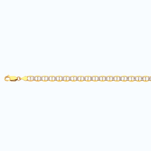 14k 6mm Yellow Gold Solid Pave Mariner 20"