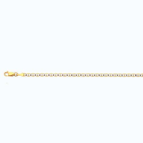 14k 4mm Yellow Gold Solid Pave Mariner 9"