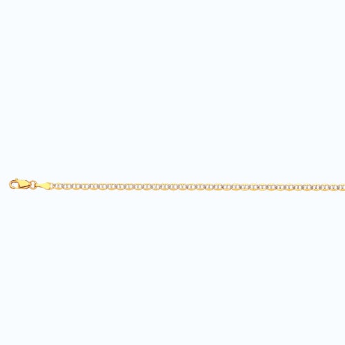 14k 3mm Yellow Gold Solid Pave Mariner 9"
