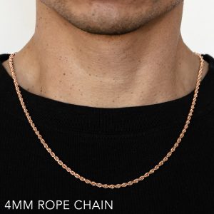 14k 4mm Rose Gold Solid Dc Rope 26"
