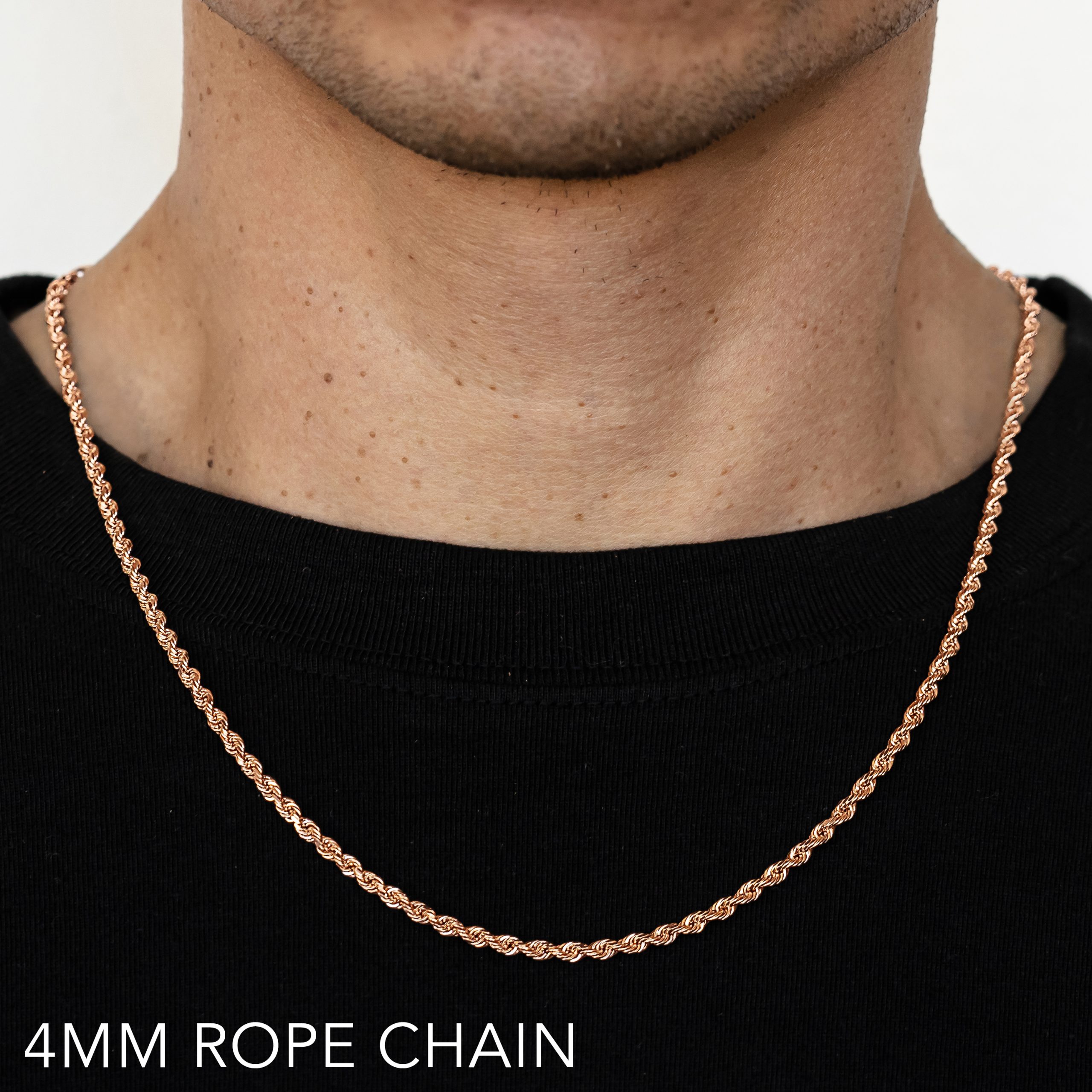 14k 4mm Rose Gold Solid Dc Rope 26"